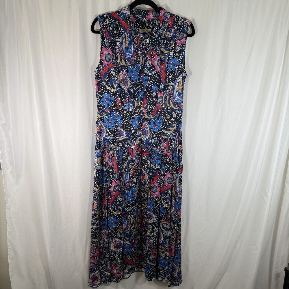 MAEVE Anthropologie Maxi Dress Women's 6 Blue Floral Sleeveless Viscose